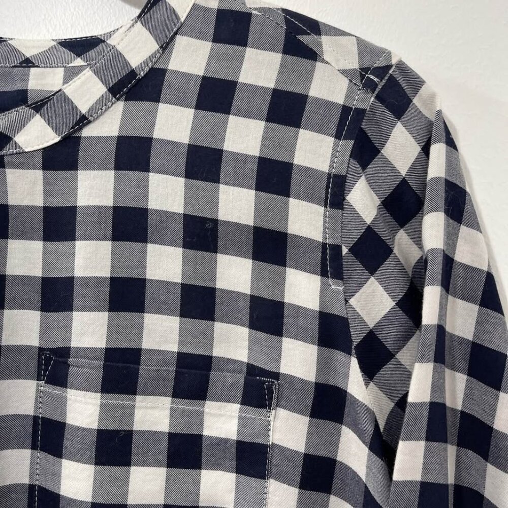 Talbots Navy Gingham Plaid Button Front Popover C… - image 4